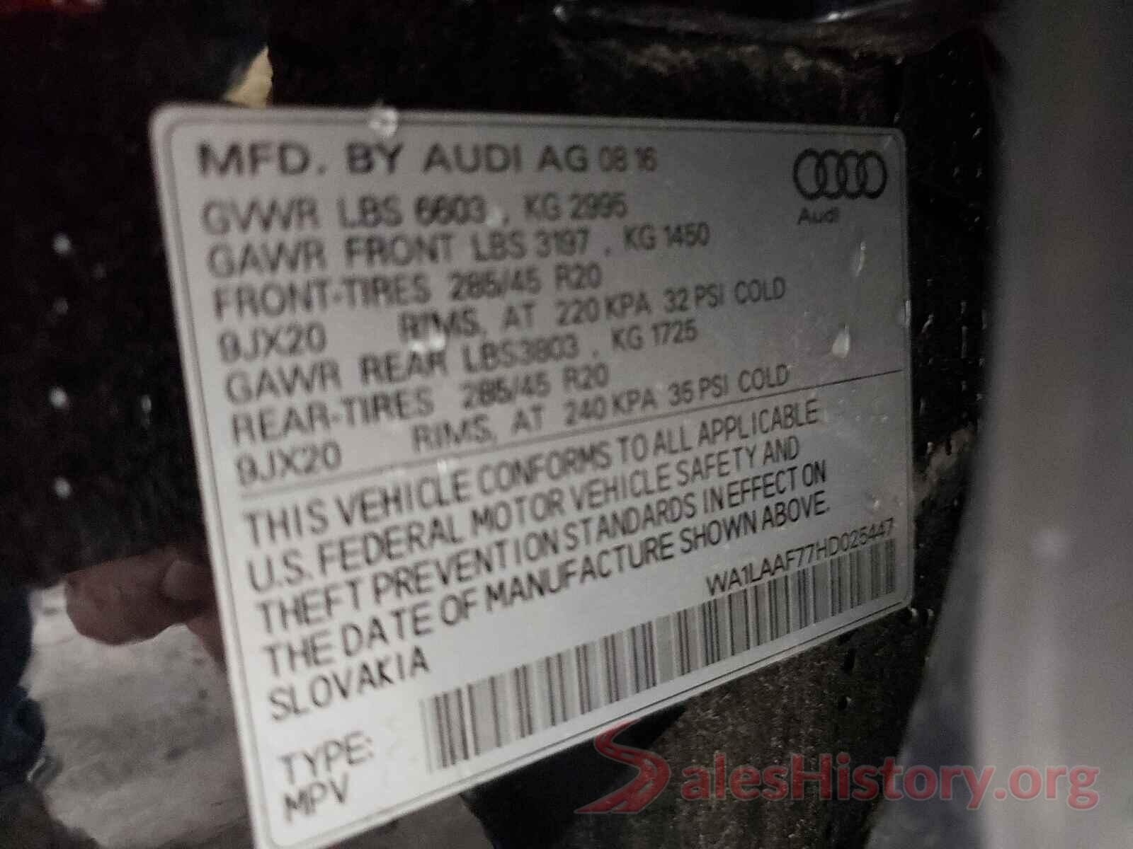 WA1LAAF77HD025447 2017 AUDI Q7