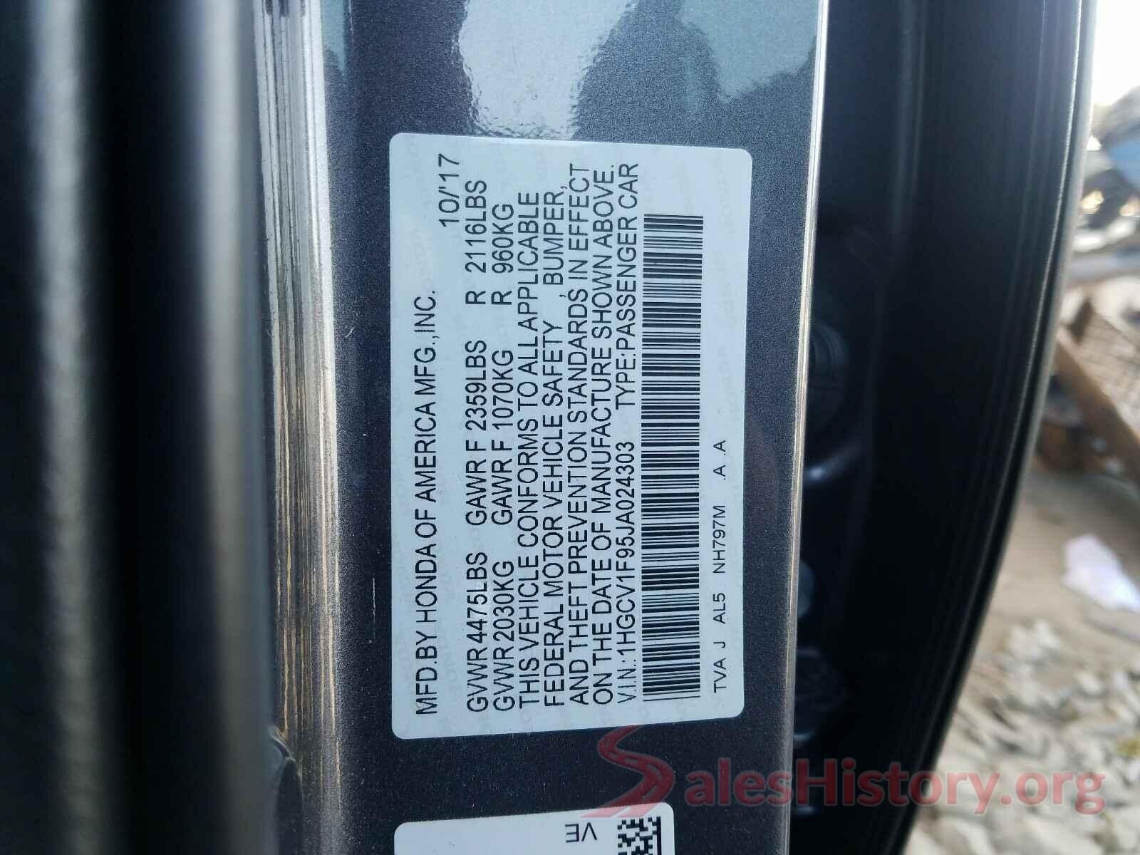 1HGCV1F95JA024303 2018 HONDA ACCORD