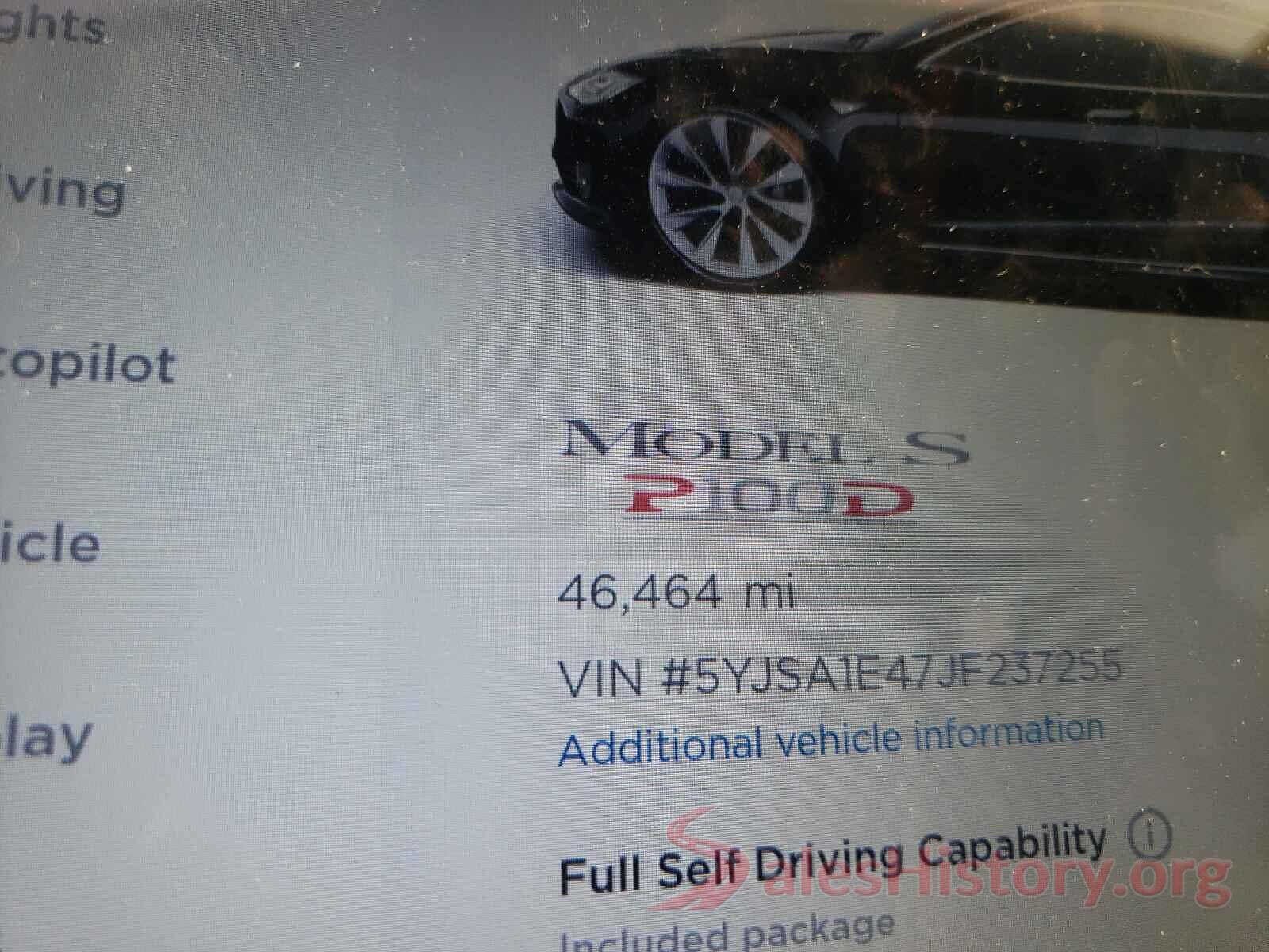 5YJSA1E47JF237255 2018 TESLA MODEL S