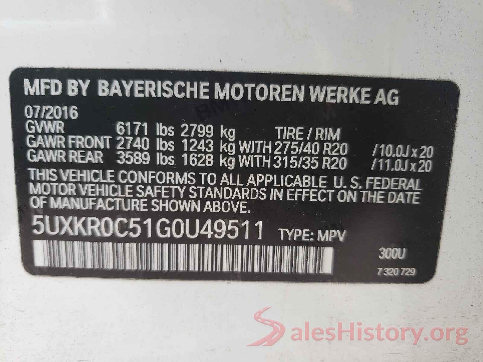 5UXKR0C51G0U49511 2016 BMW X5