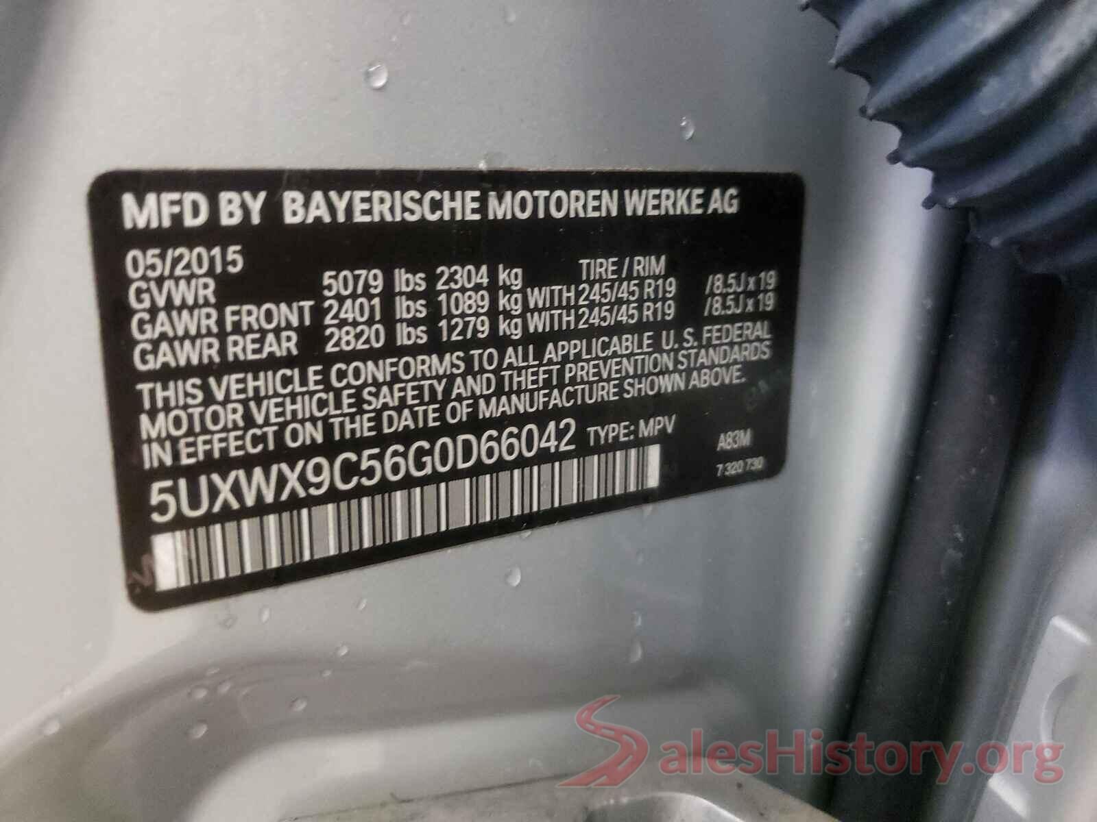 5UXWX9C56G0D66042 2016 BMW X3