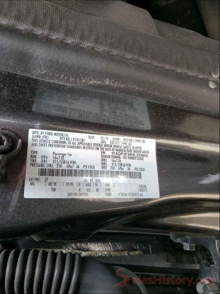 1FADP3F28HL223605 2017 FORD FOCUS