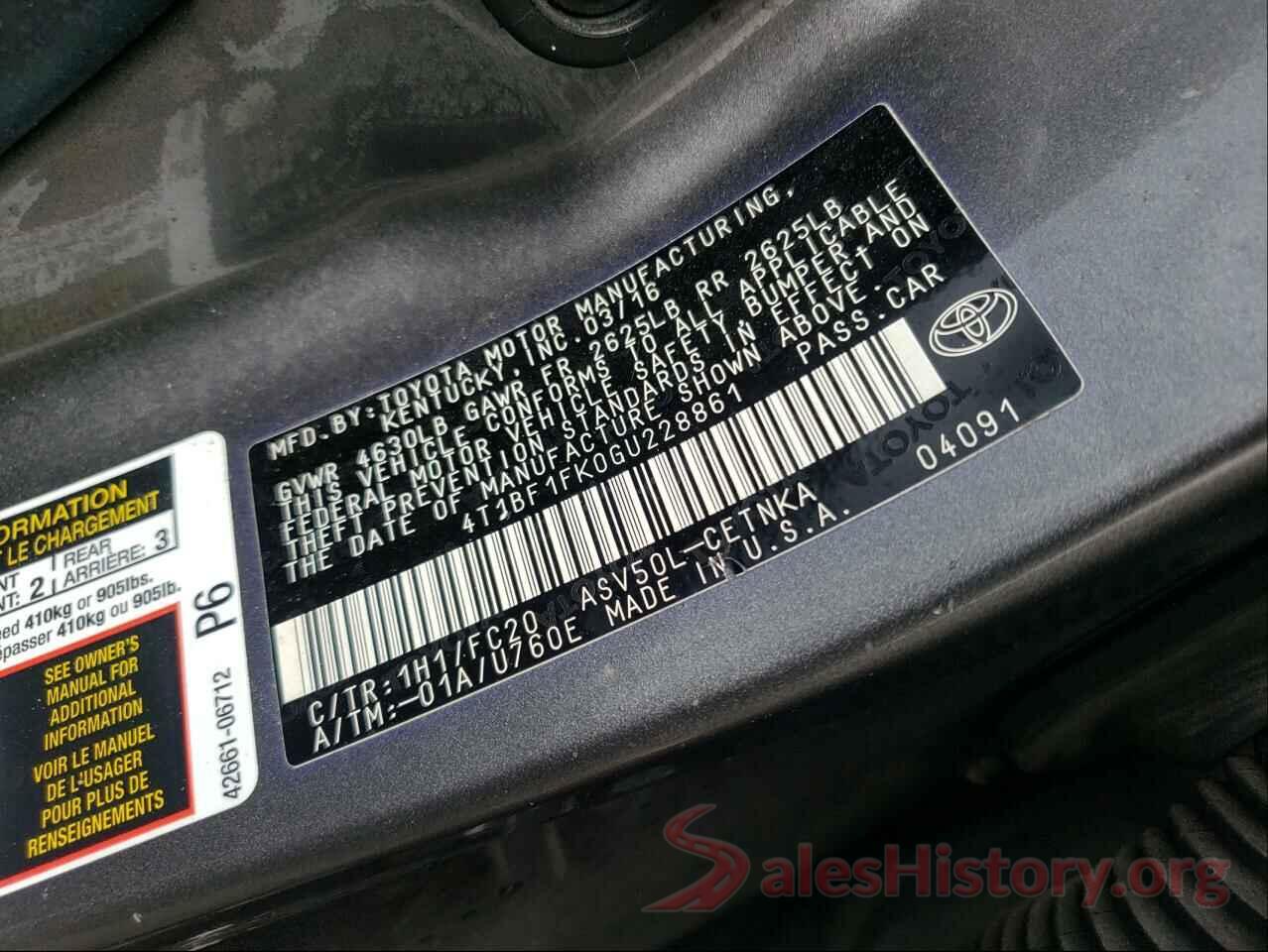 4T1BF1FK0GU228861 2016 TOYOTA CAMRY