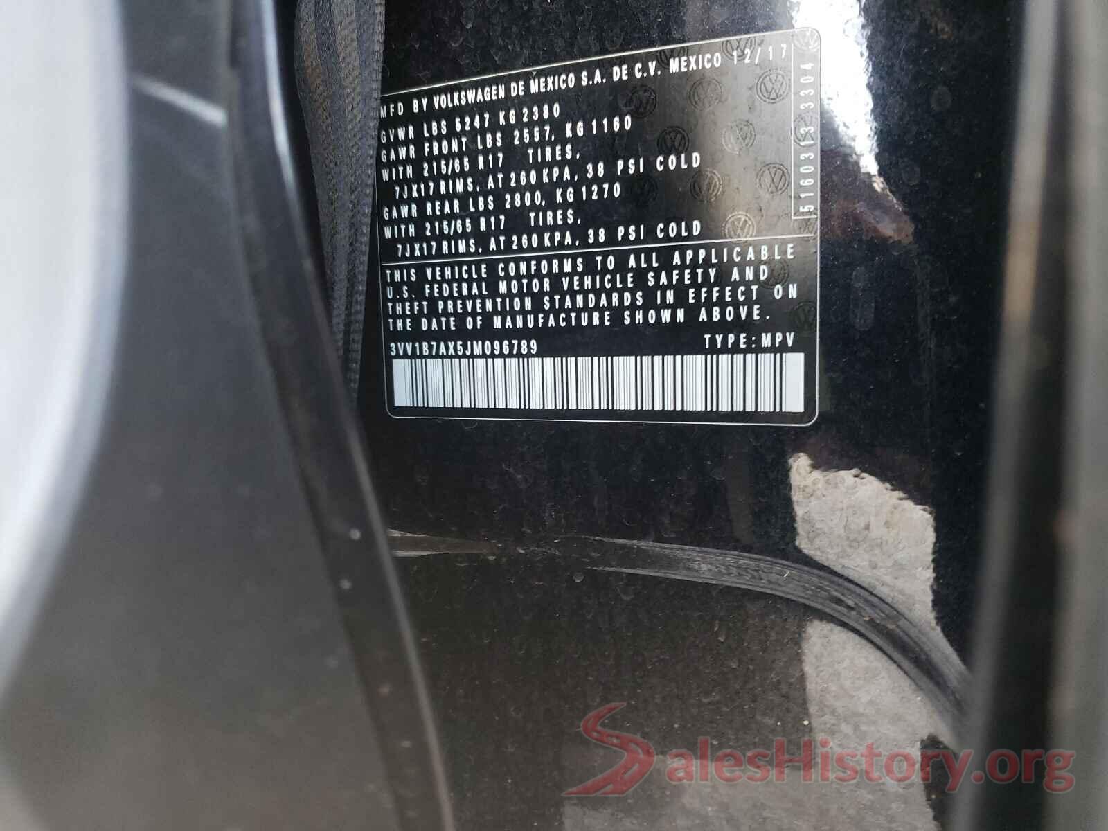 3VV1B7AX5JM096789 2018 VOLKSWAGEN TIGUAN