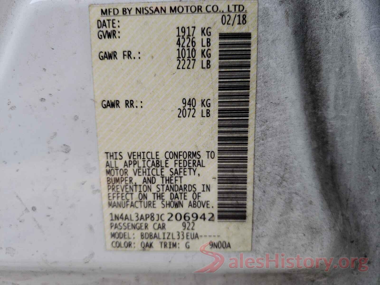 1N4AL3AP8JC206942 2018 NISSAN ALTIMA