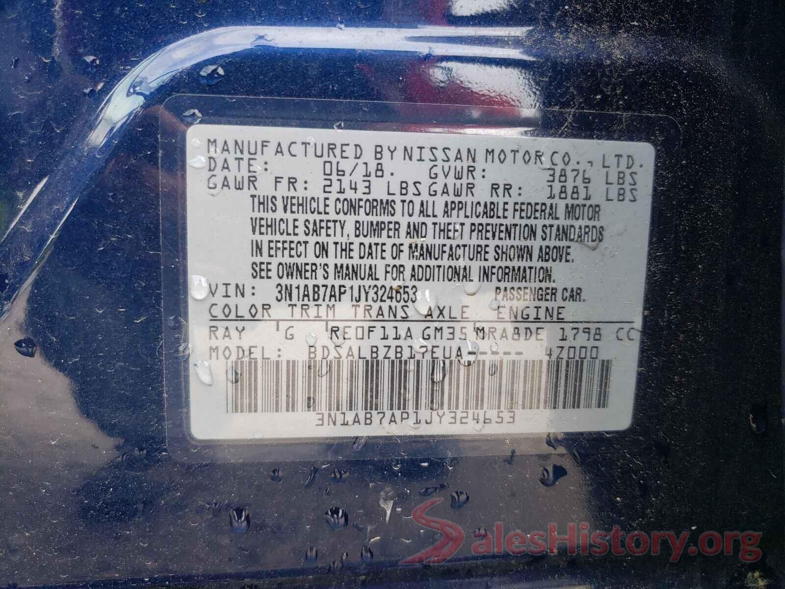 3N1AB7AP1JY324653 2018 NISSAN SENTRA