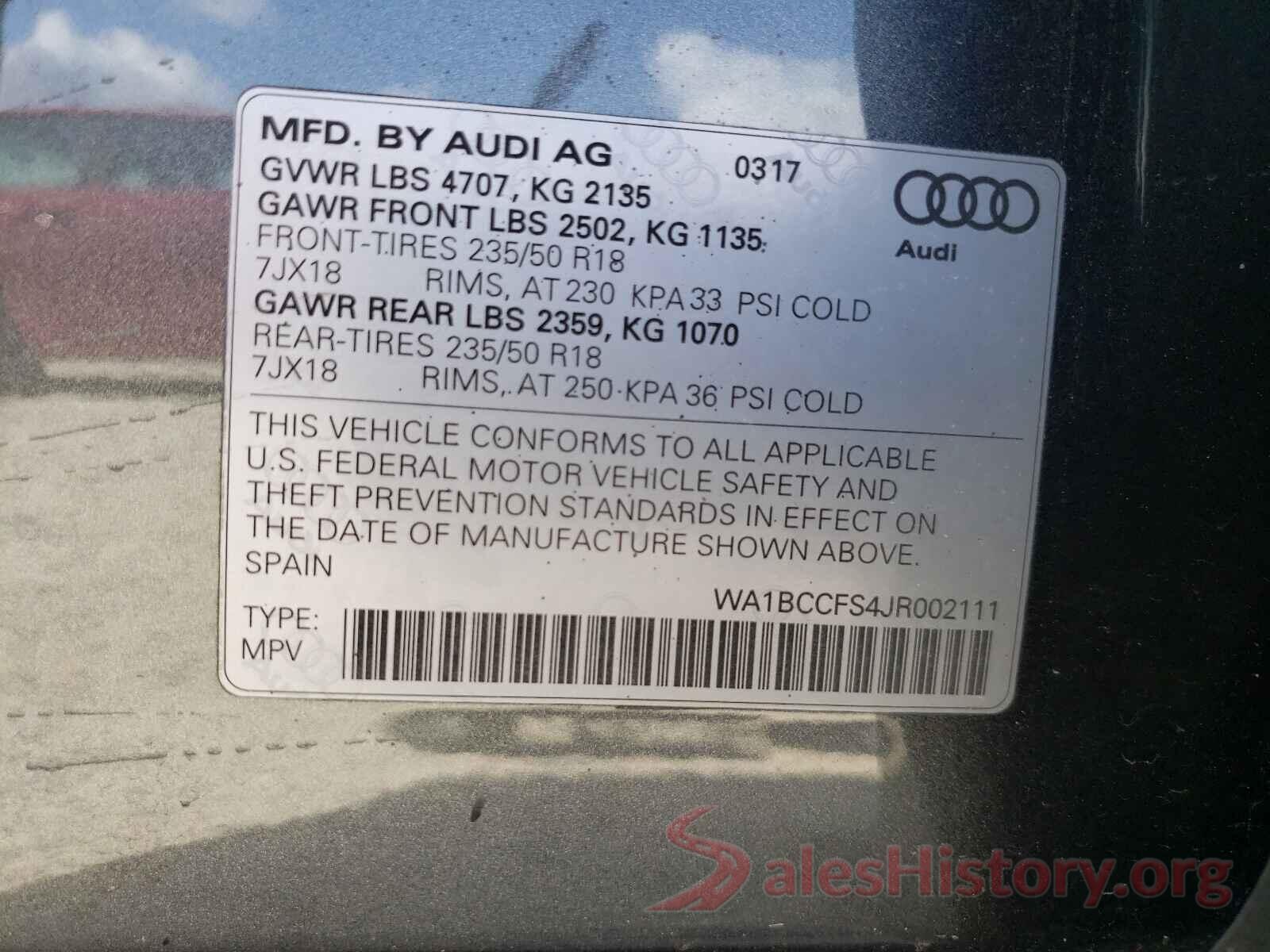 WA1BCCFS4JR002111 2018 AUDI Q3