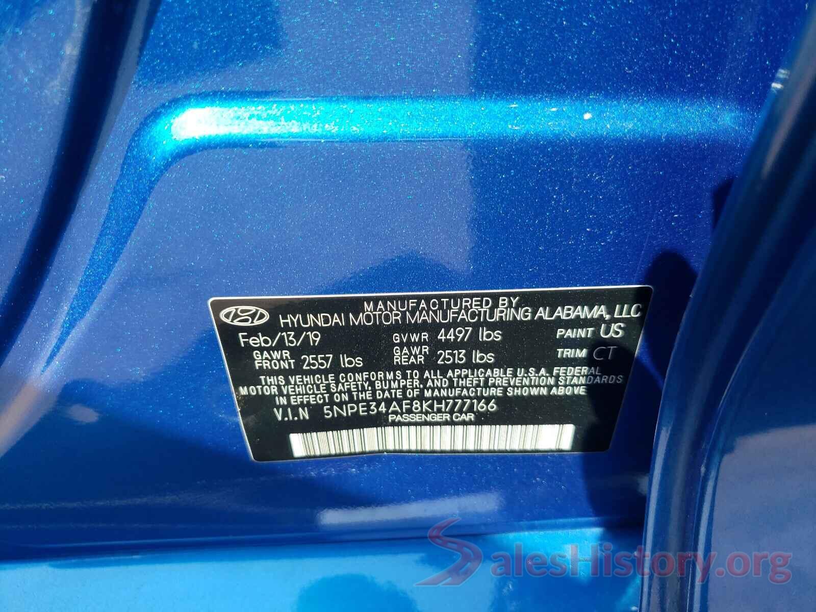 5NPE34AF8KH777166 2019 HYUNDAI SONATA