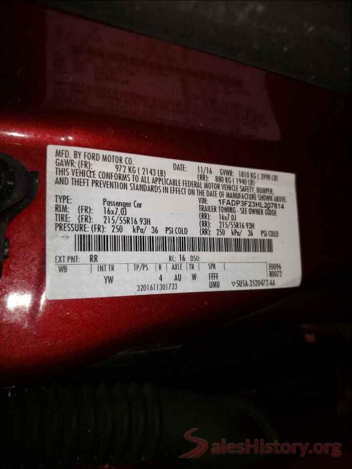 1FADP3F23HL207814 2017 FORD FOCUS