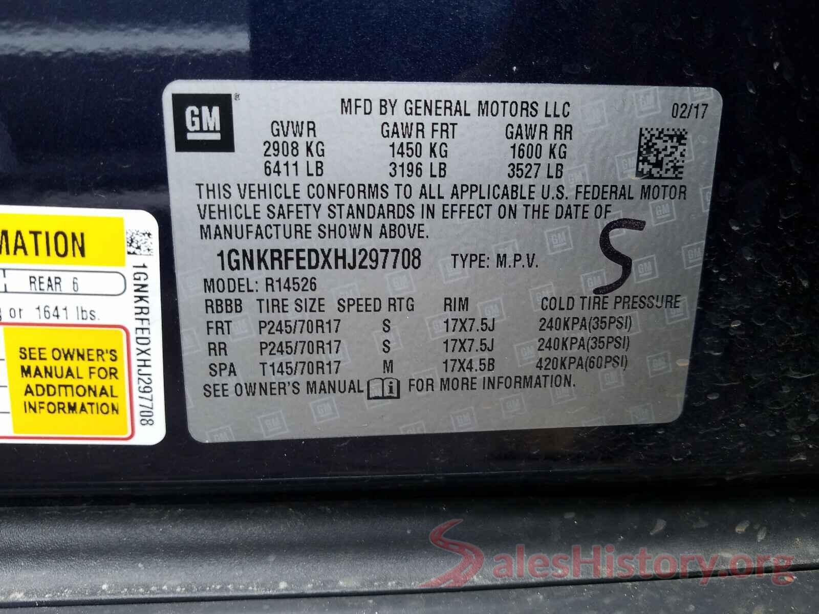 1GNKRFEDXHJ297708 2017 CHEVROLET TRAVERSE