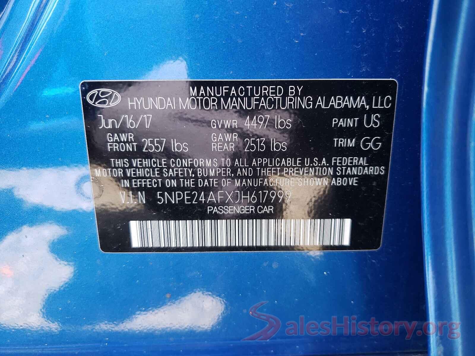 5NPE24AFXJH617999 2018 HYUNDAI SONATA