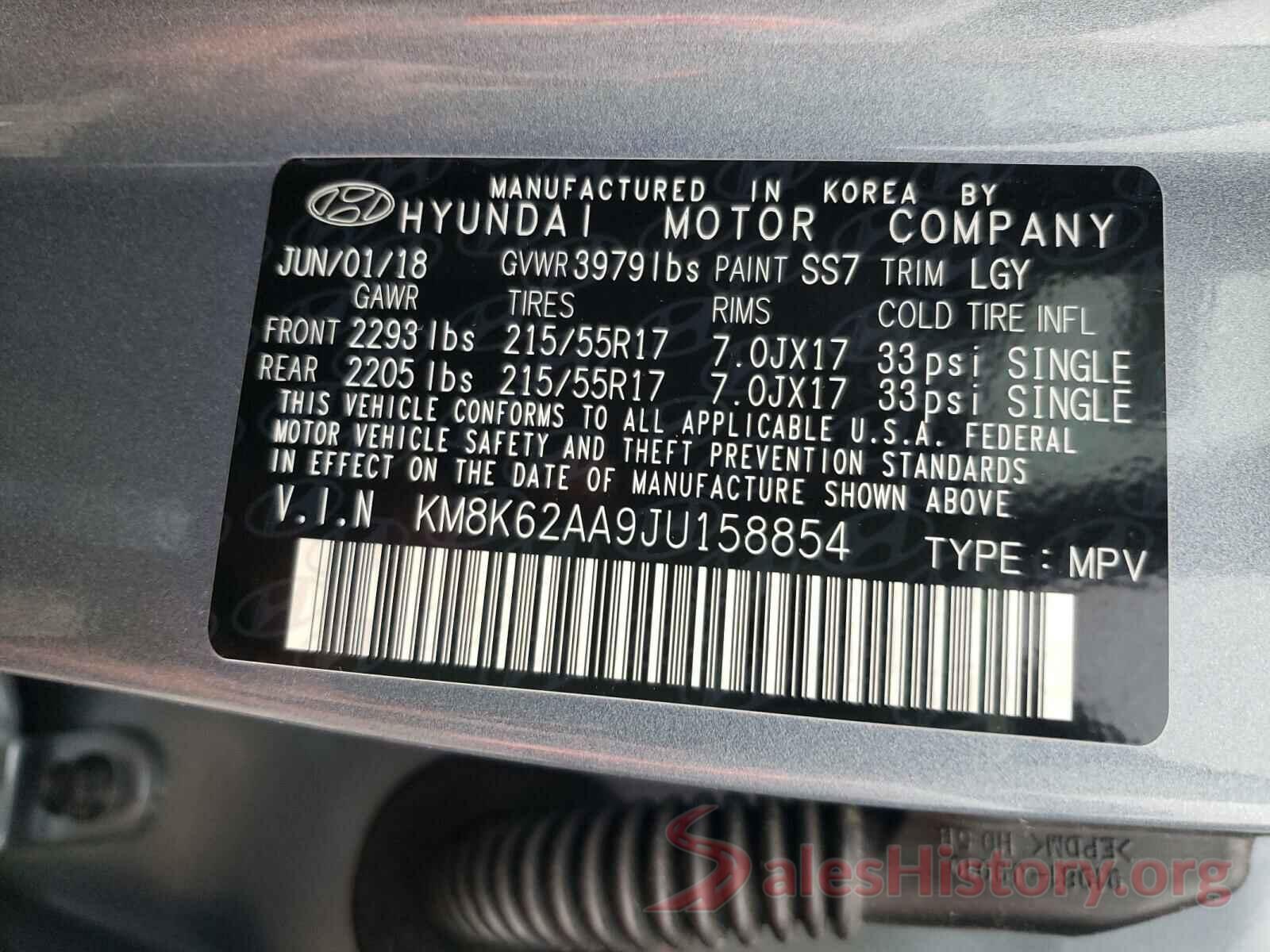 KM8K62AA9JU158854 2018 HYUNDAI KONA