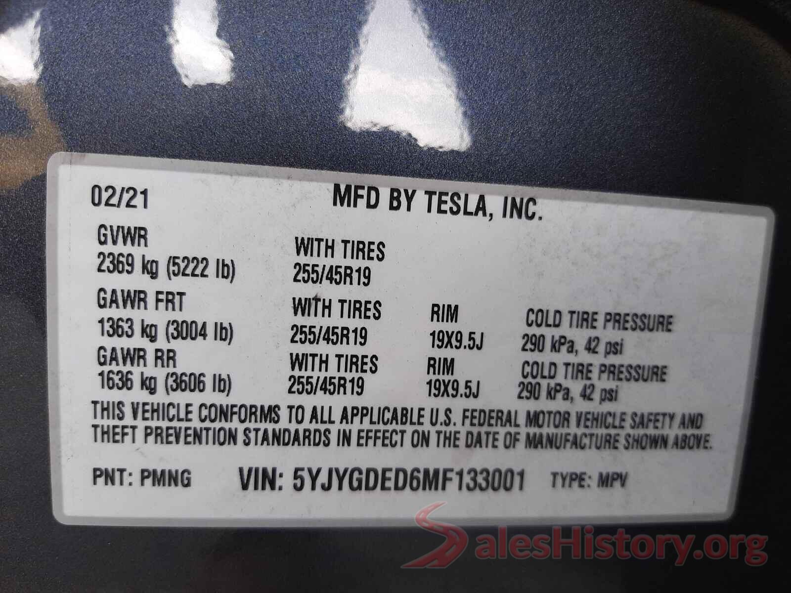 5YJYGDED6MF133001 2021 TESLA MODEL Y