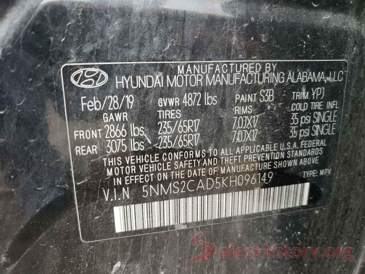 5NMS2CAD5KH096149 2019 HYUNDAI SANTA FE