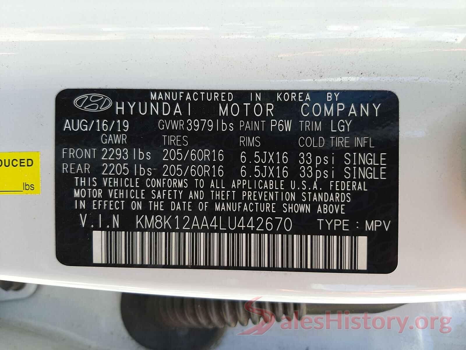 KM8K12AA4LU442670 2020 HYUNDAI KONA