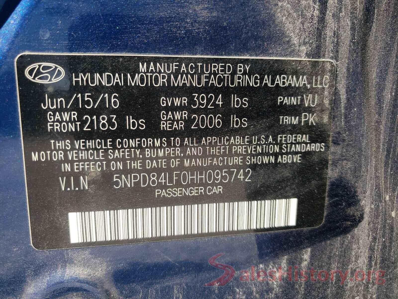 5NPD84LF0HH095742 2017 HYUNDAI ELANTRA