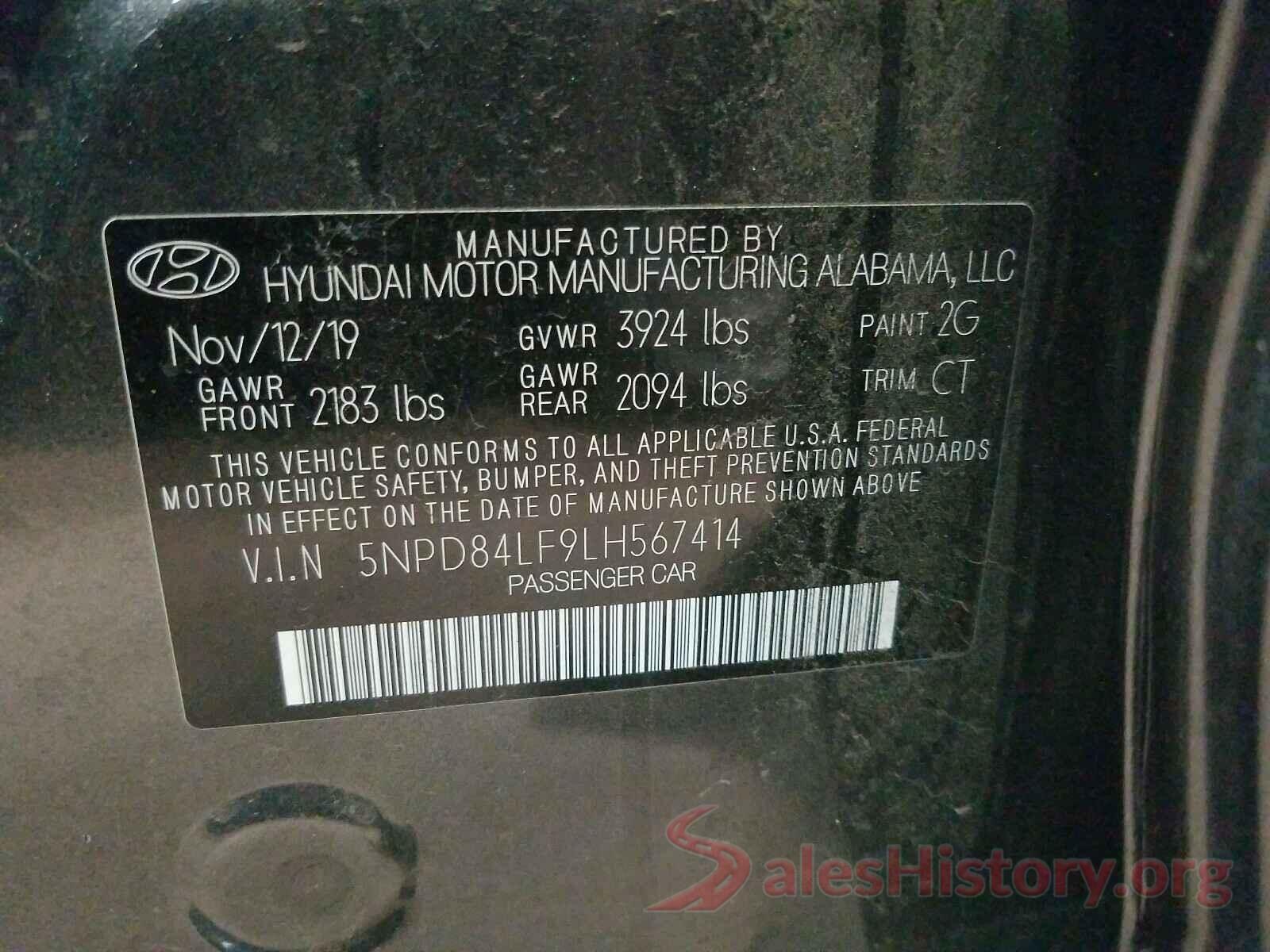 5NPD84LF9LH567414 2020 HYUNDAI ELANTRA