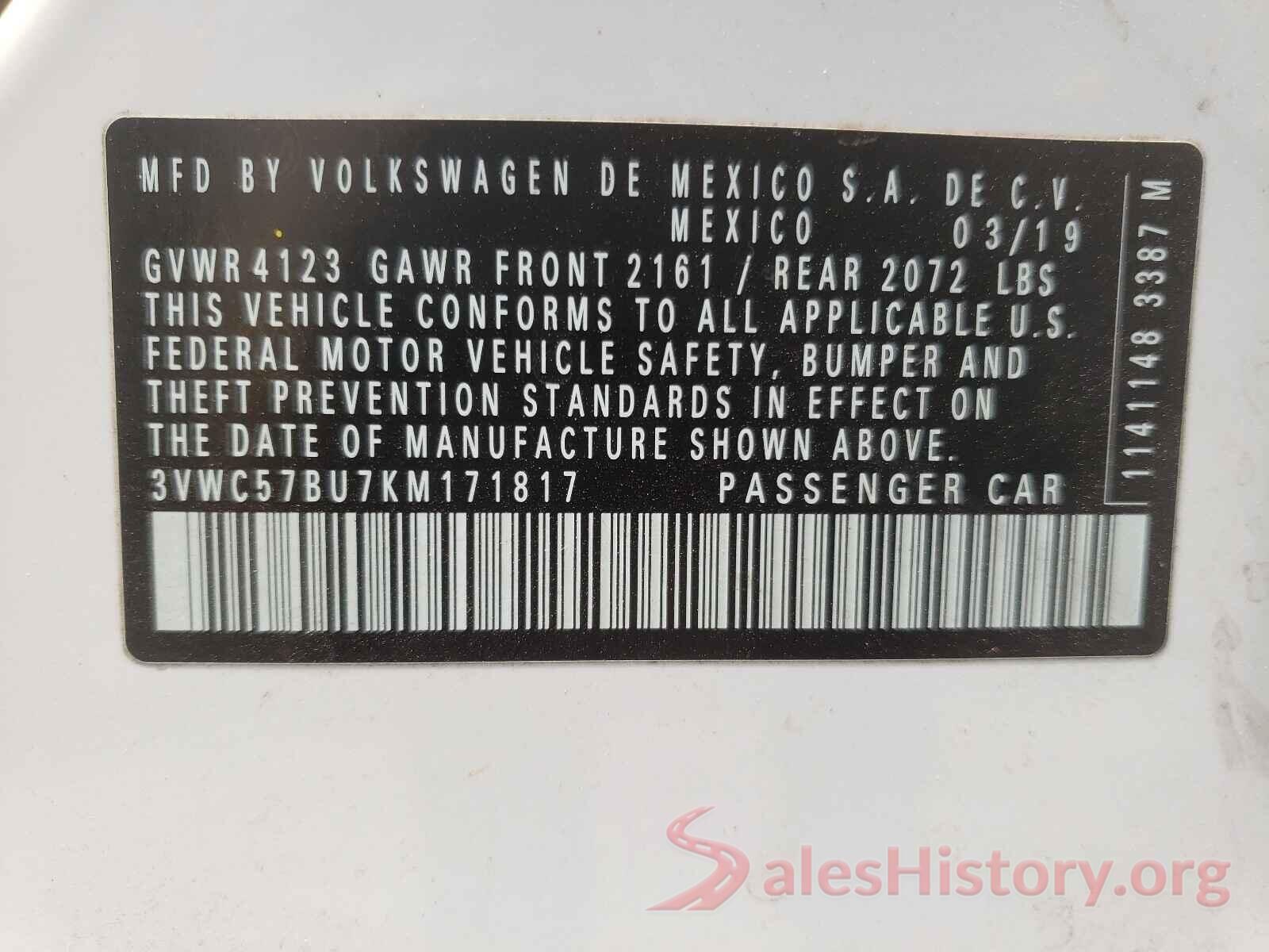 3VWC57BU7KM171817 2019 VOLKSWAGEN JETTA