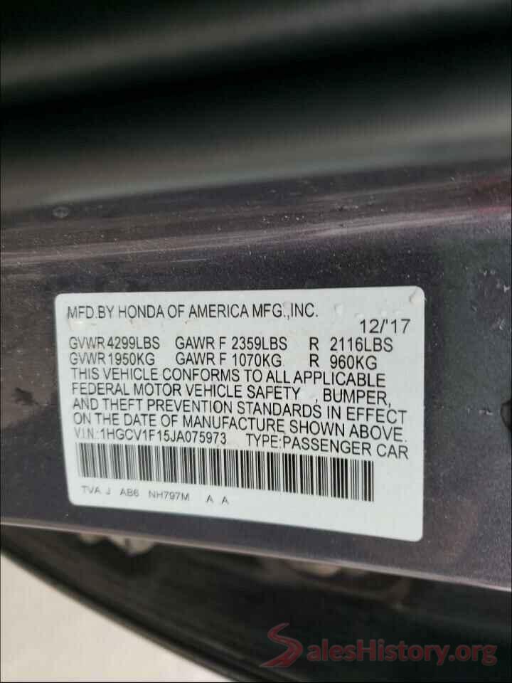 1HGCV1F15JA075973 2018 HONDA ACCORD