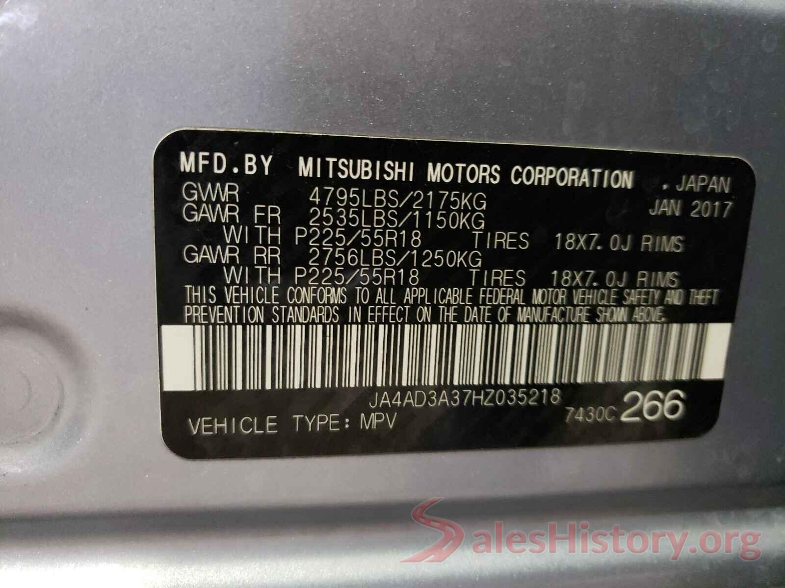 JA4AD3A37HZ035218 2017 MITSUBISHI OUTLANDER