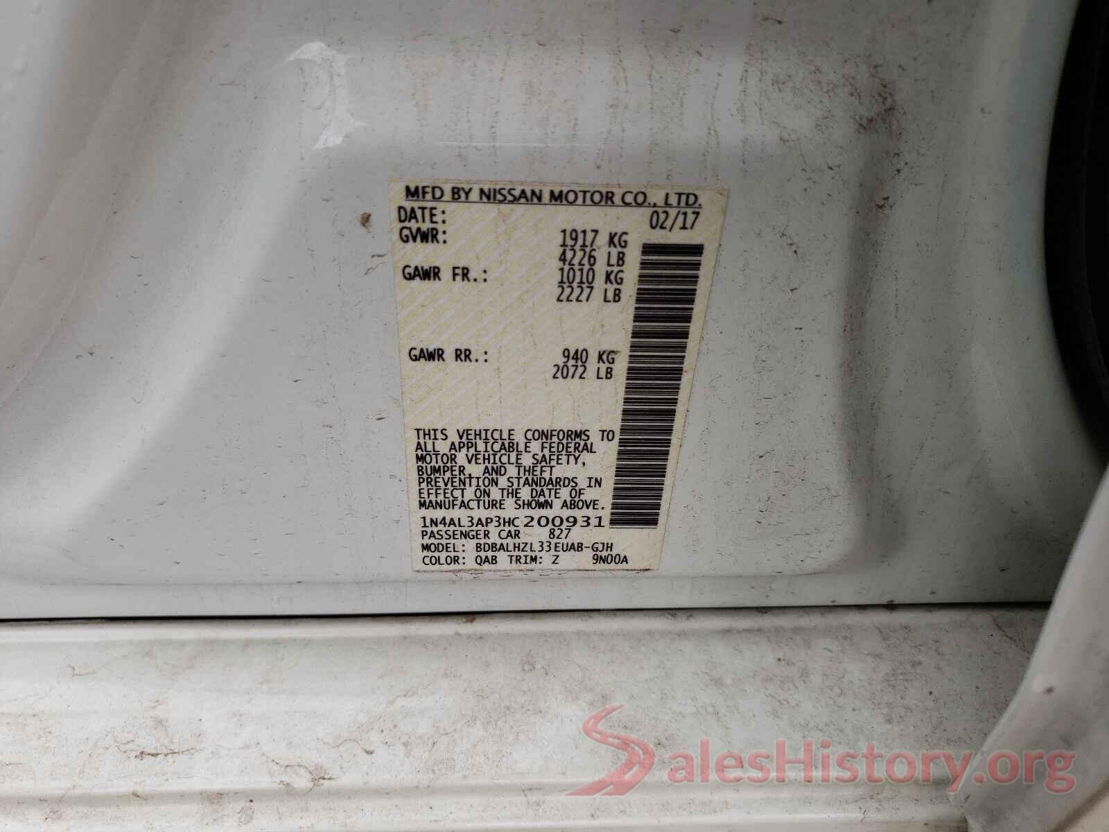 1N4AL3AP3HC200931 2017 NISSAN ALTIMA