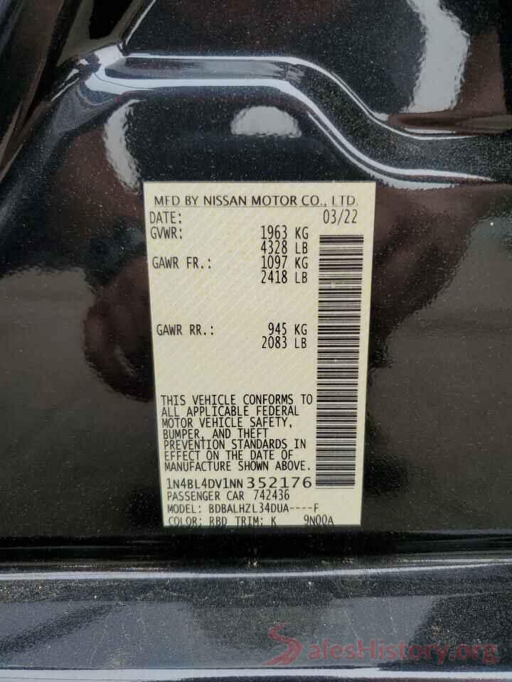 1N4BL4DV1NN352176 2022 NISSAN ALTIMA