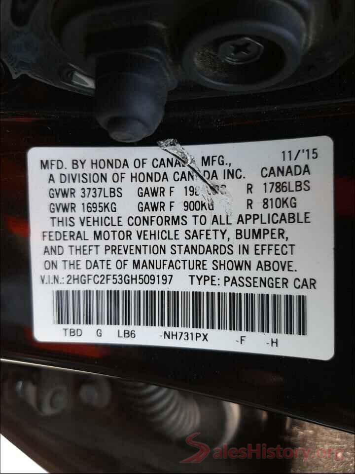 2HGFC2F53GH509197 2016 HONDA CIVIC