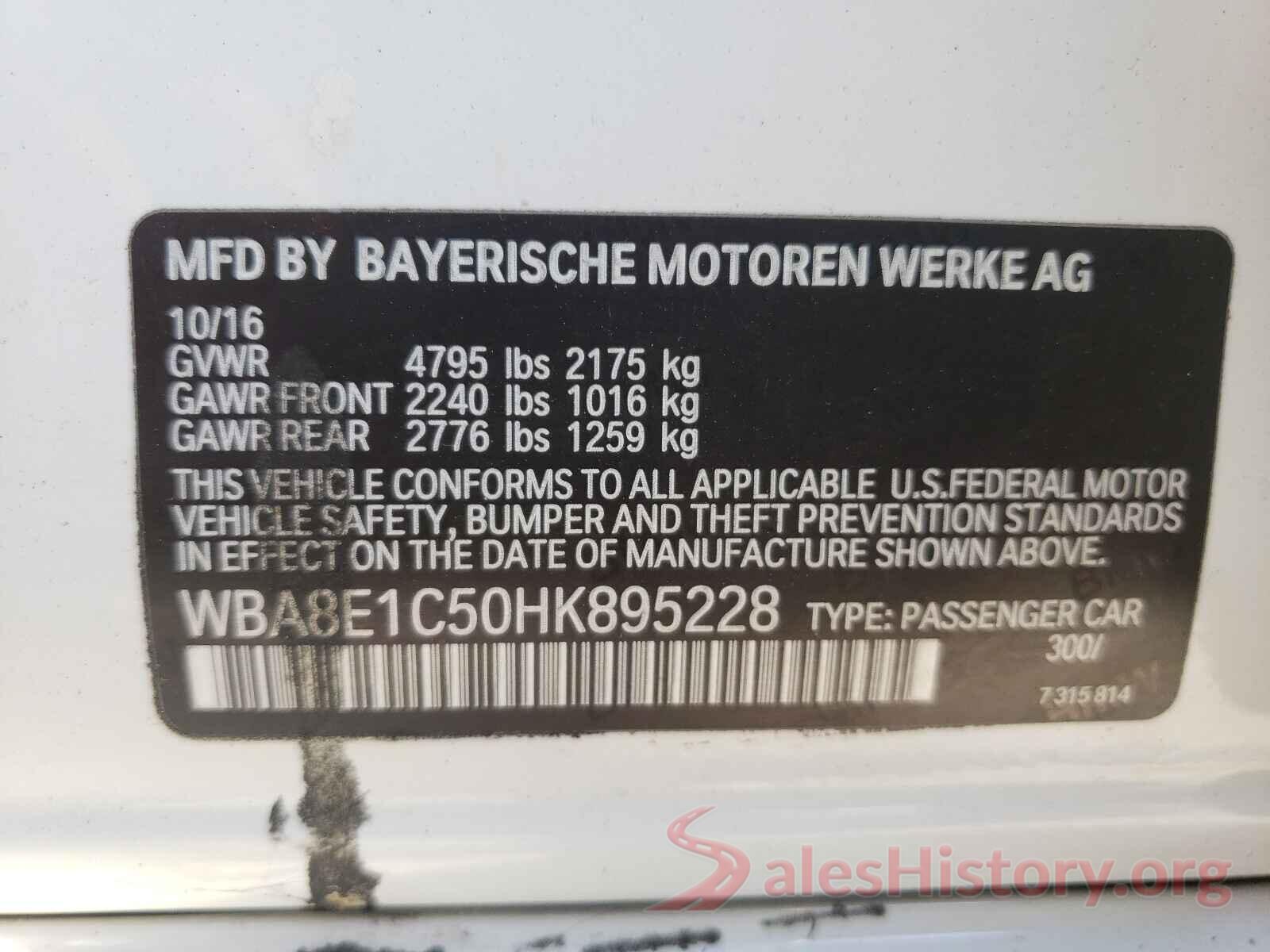 WBA8E1C50HK895228 2017 BMW 3 SERIES