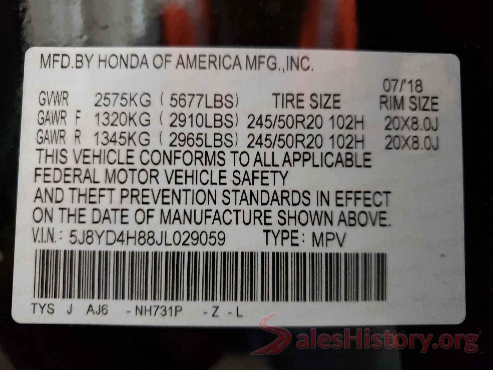 5J8YD4H88JL029059 2018 ACURA MDX