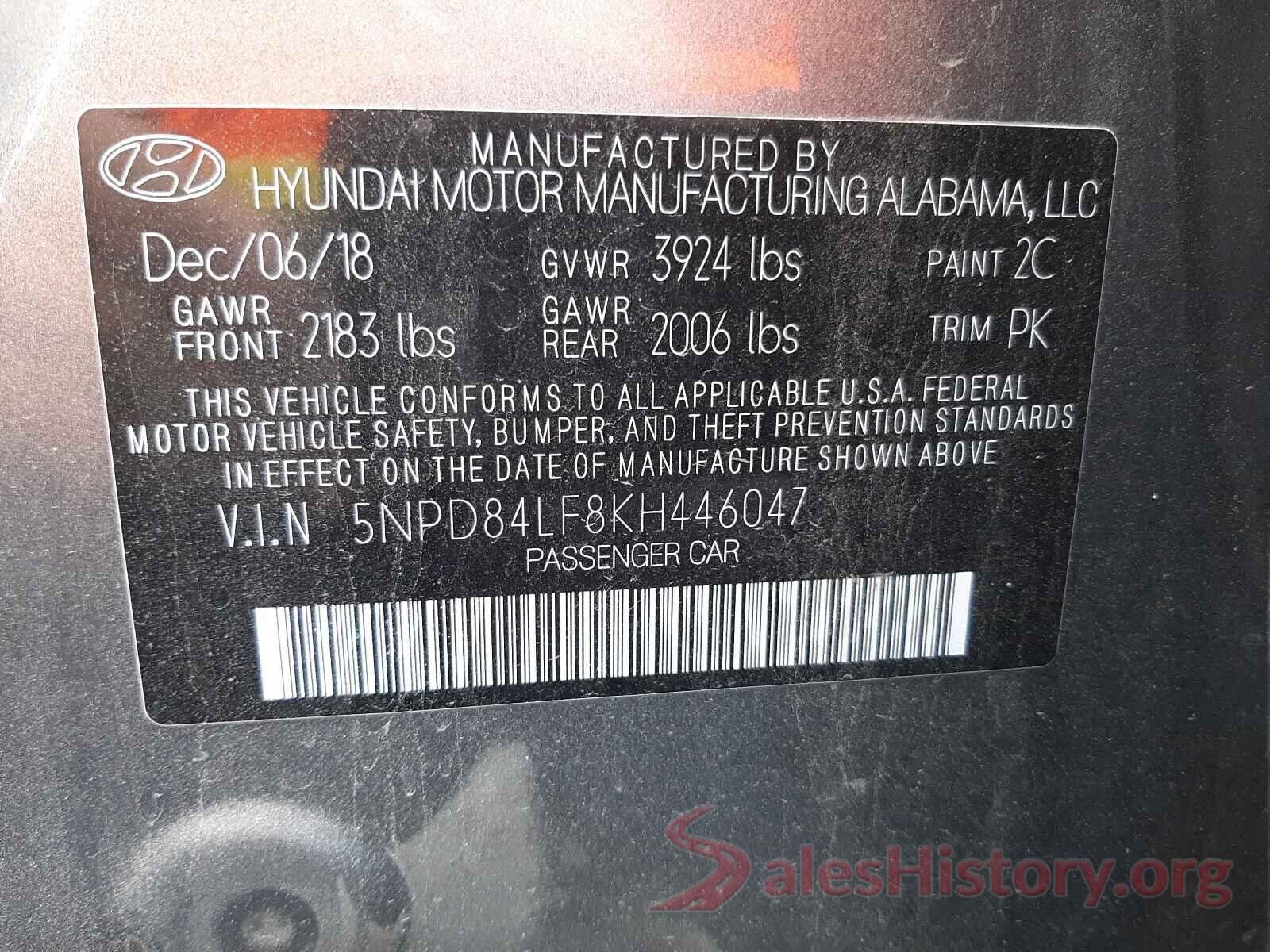 5NPD84LF8KH446047 2019 HYUNDAI ELANTRA