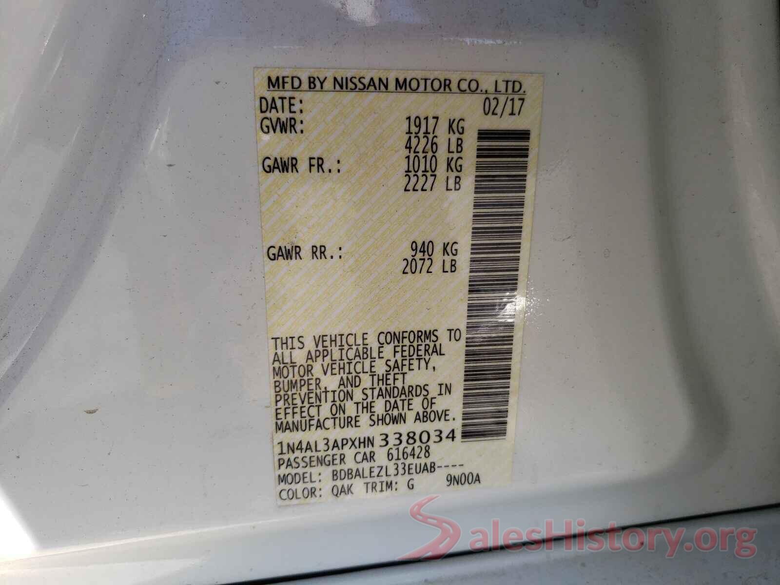 1N4AL3APXHN338034 2017 NISSAN ALTIMA