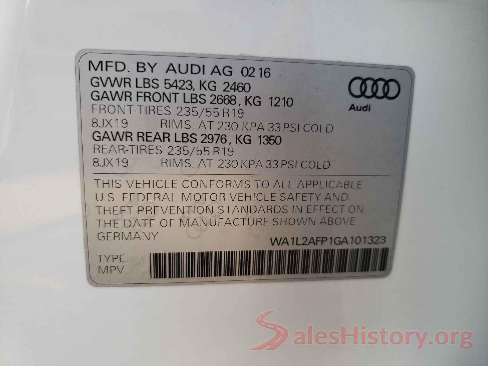 WA1L2AFP1GA101323 2016 AUDI Q5