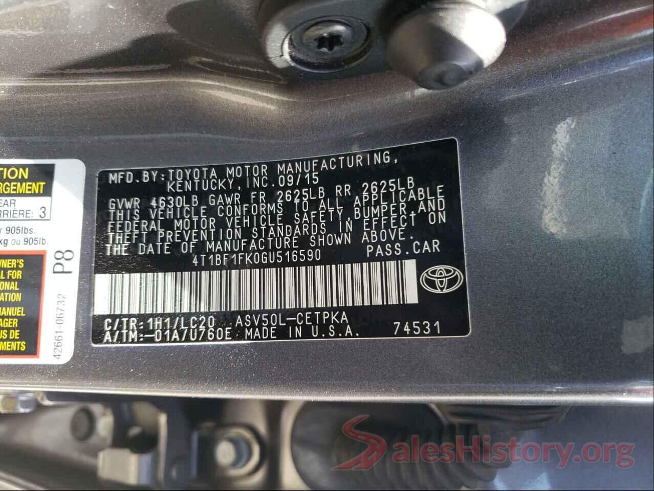 4T1BF1FK0GU516590 2016 TOYOTA CAMRY