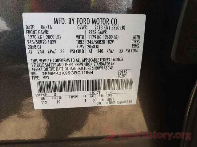 2FMPK3K95GBC11964 2016 FORD EDGE