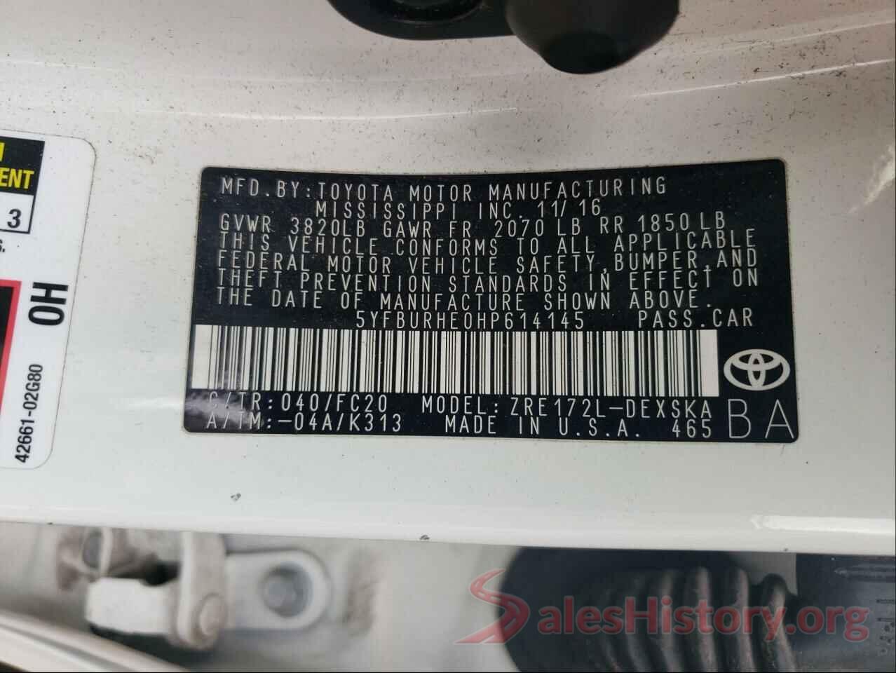 5YFBURHE0HP614145 2017 TOYOTA COROLLA