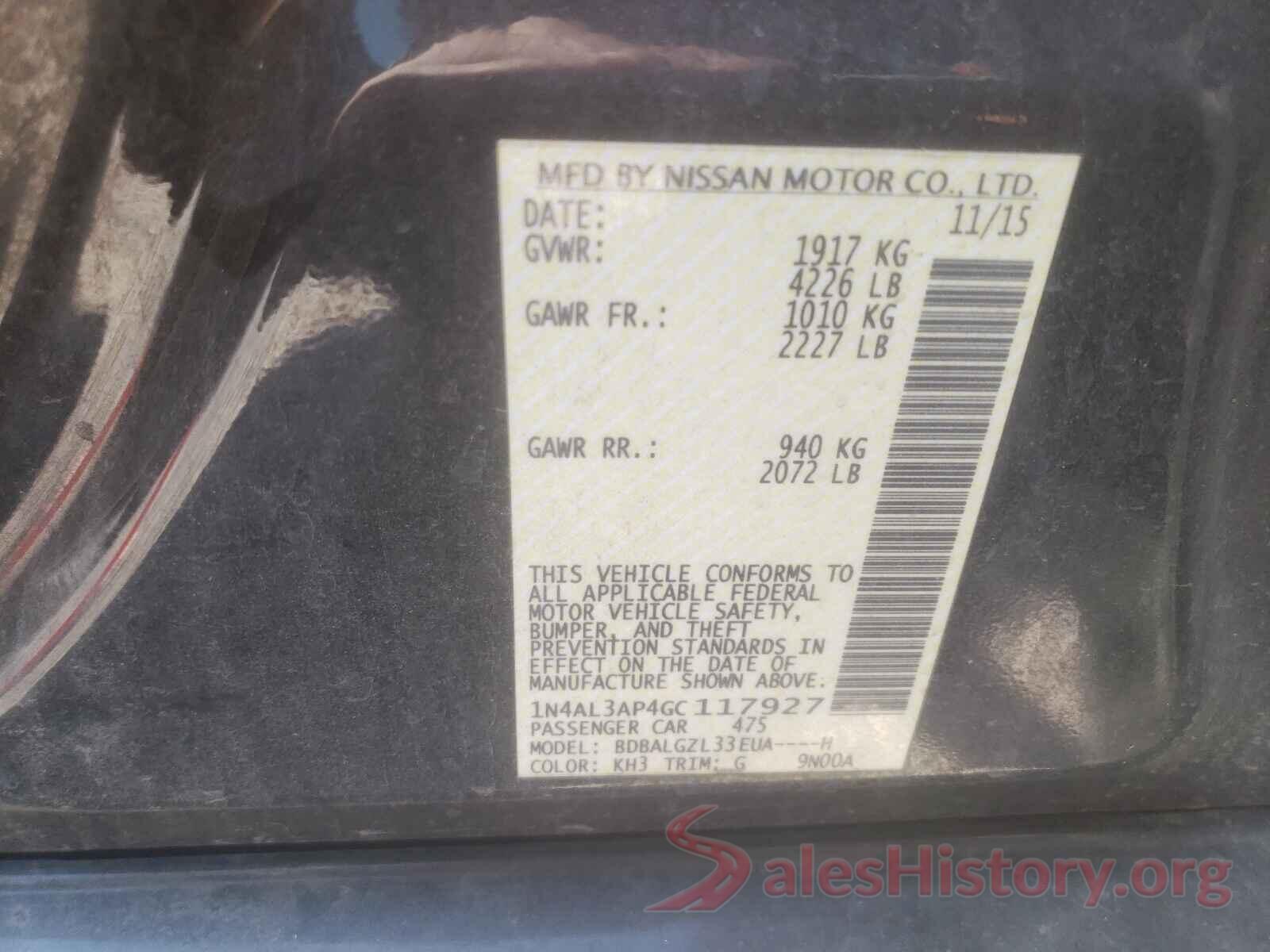 1N4AL3AP4GC117927 2016 NISSAN ALTIMA