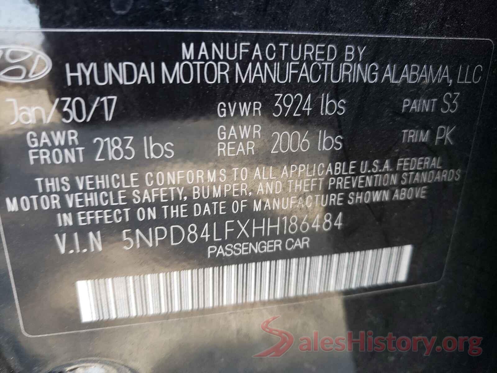 5NPD84LFXHH186484 2017 HYUNDAI ELANTRA