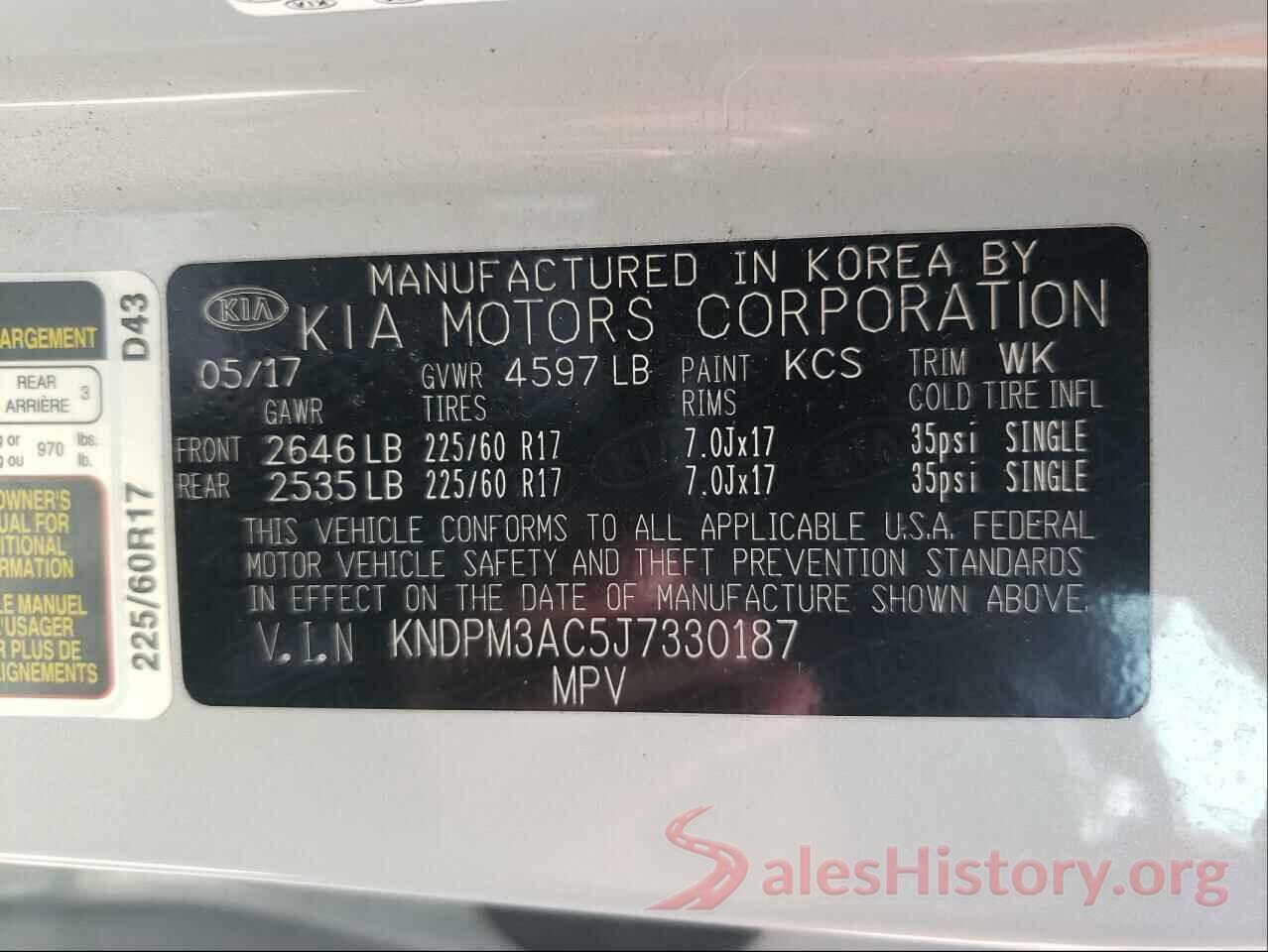 KNDPM3AC5J7330187 2018 KIA SPORTAGE