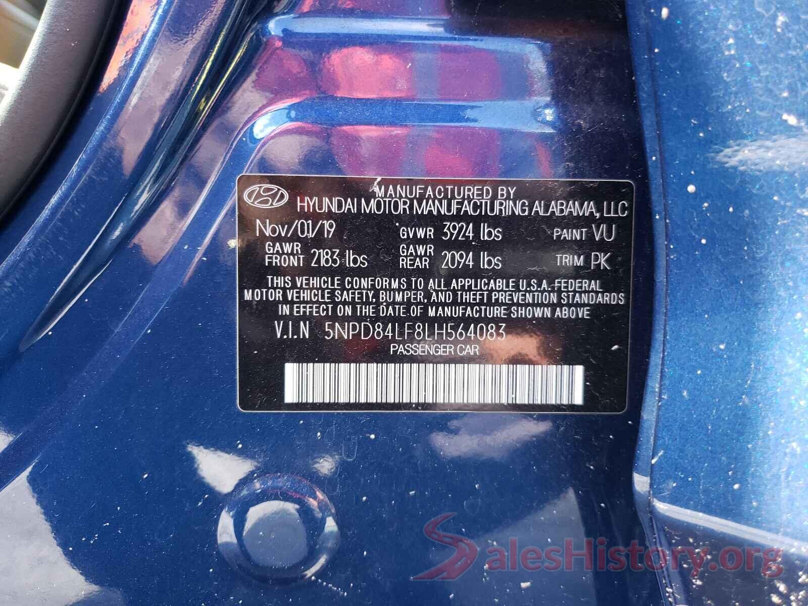 5NPD84LF8LH564083 2020 HYUNDAI ELANTRA