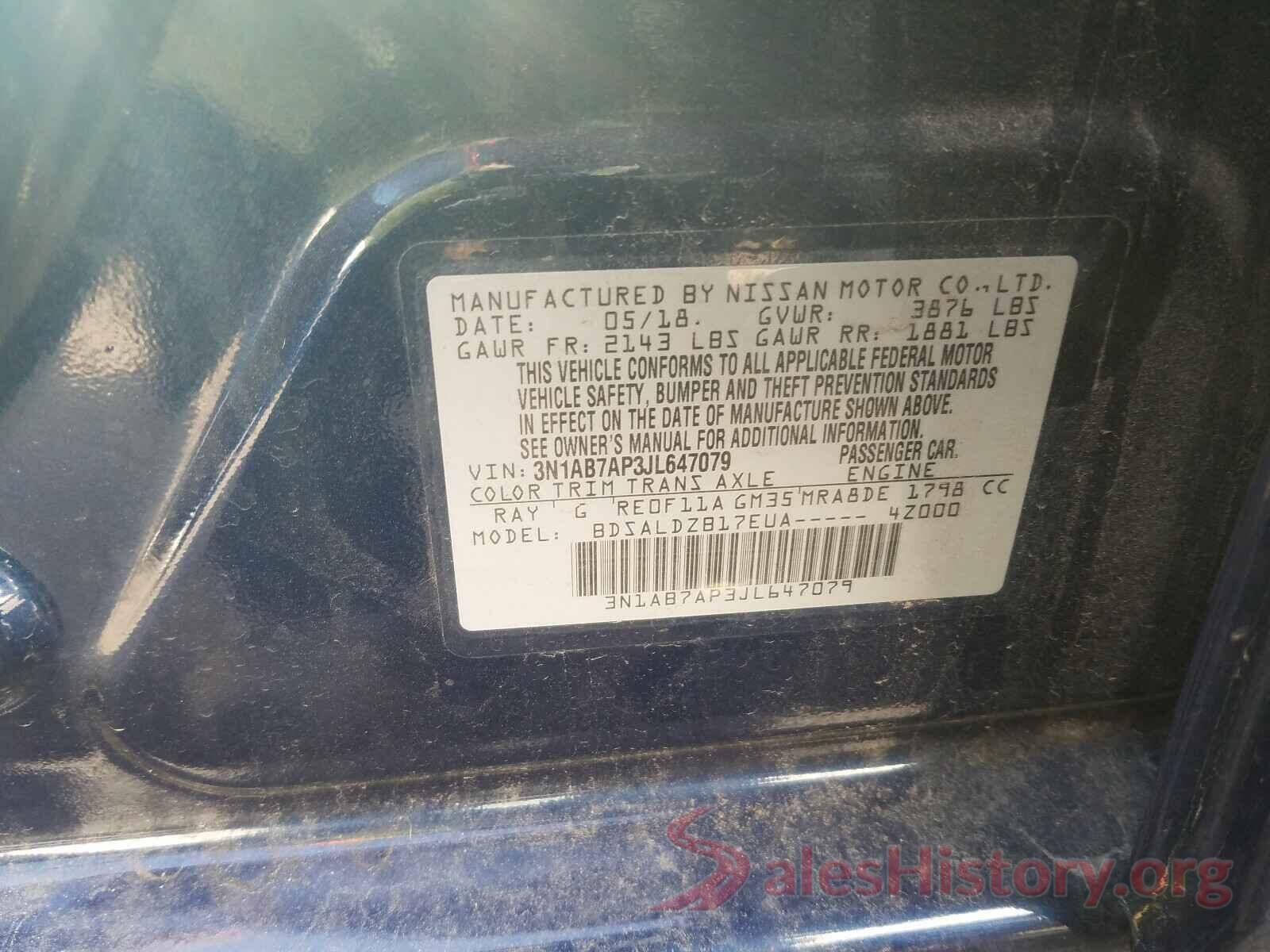 3N1AB7AP3JL647079 2018 NISSAN SENTRA