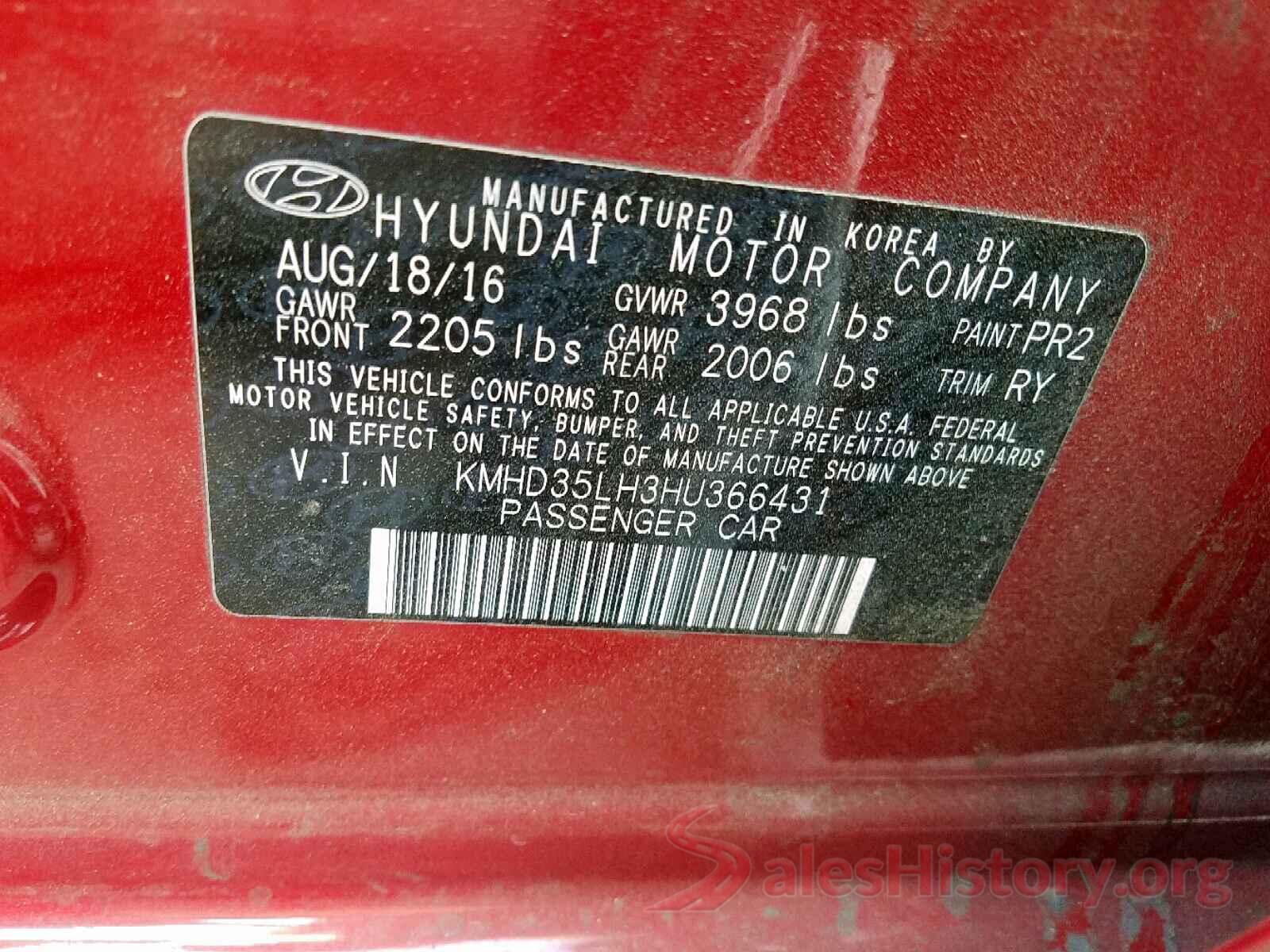 KMHD35LH3HU366431 2017 HYUNDAI ELANTRA