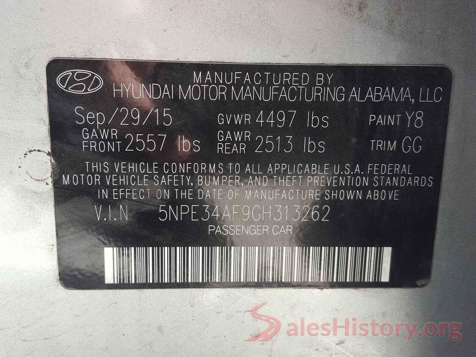 5NPE34AF9GH313262 2016 HYUNDAI SONATA