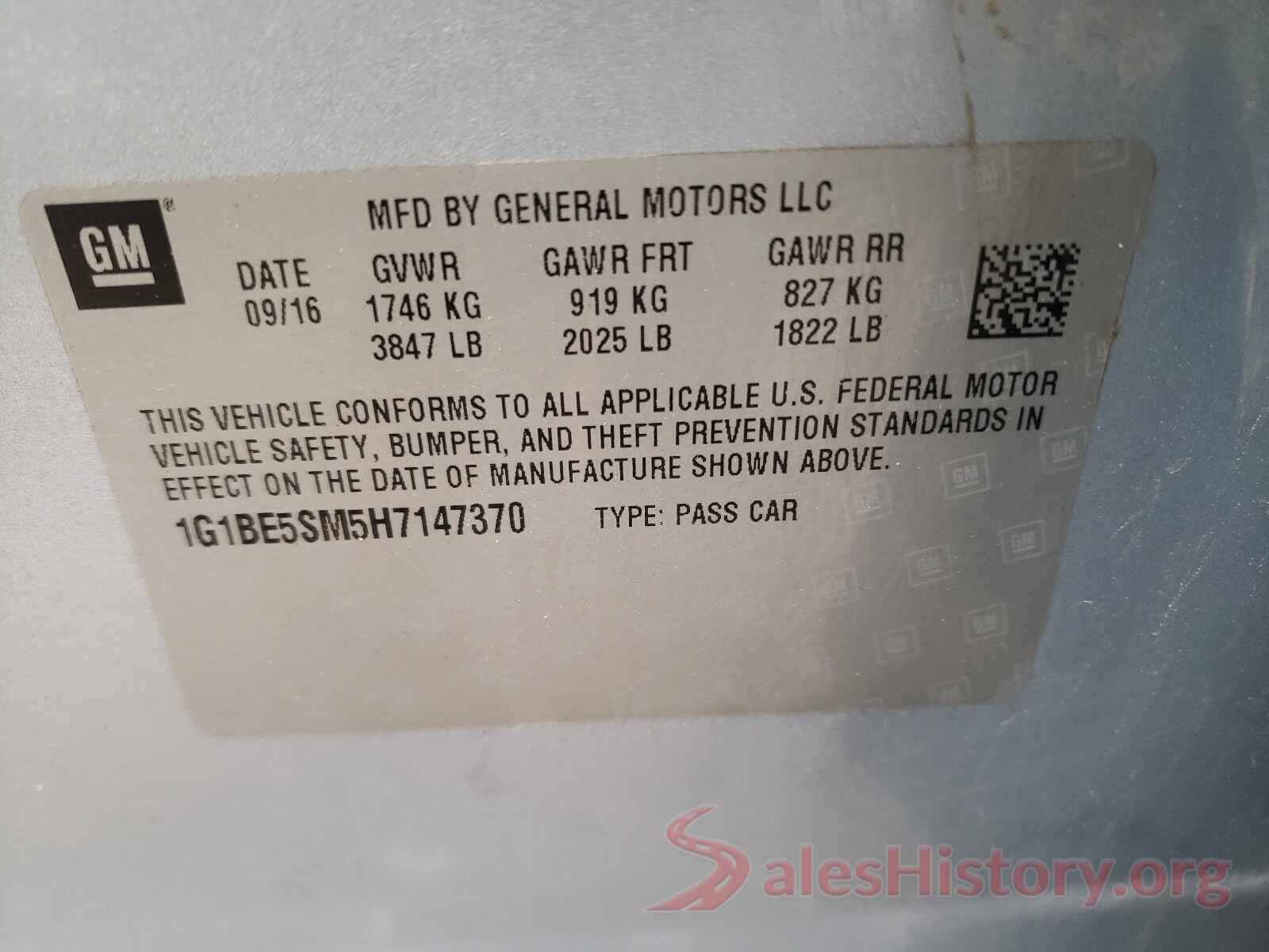 1G1BE5SM5H7147370 2017 CHEVROLET CRUZE