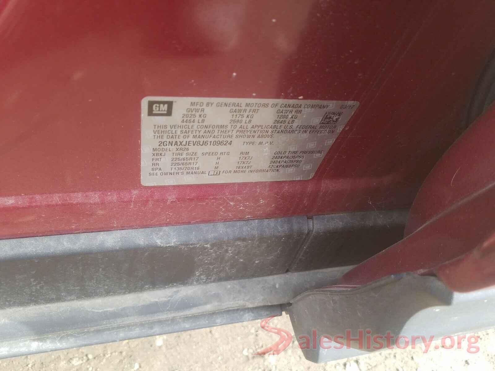 2GNAXJEV8J6109624 2018 CHEVROLET EQUINOX