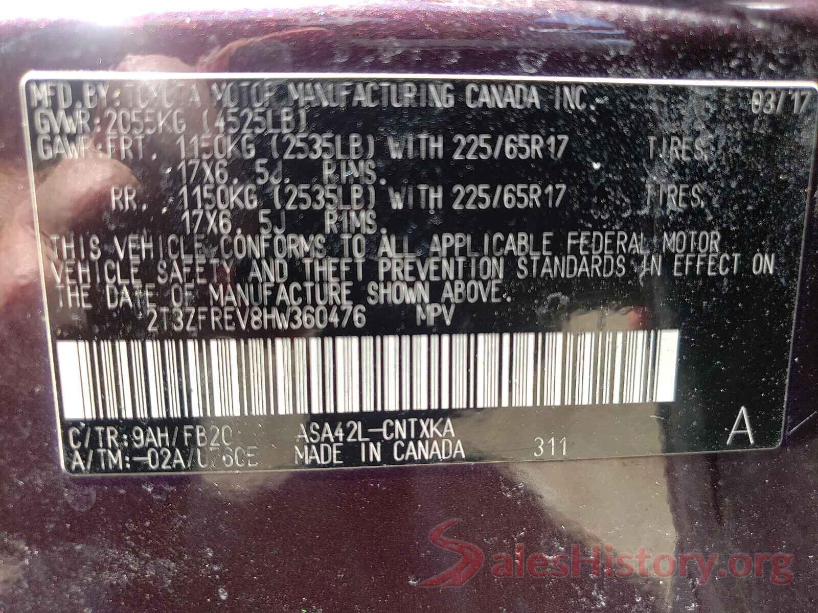 2T3ZFREV8HW360476 2017 TOYOTA RAV4