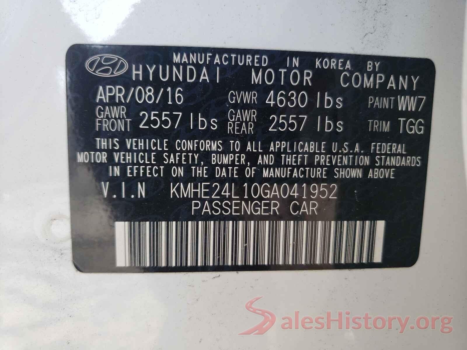 KMHE24L10GA041952 2016 HYUNDAI SONATA