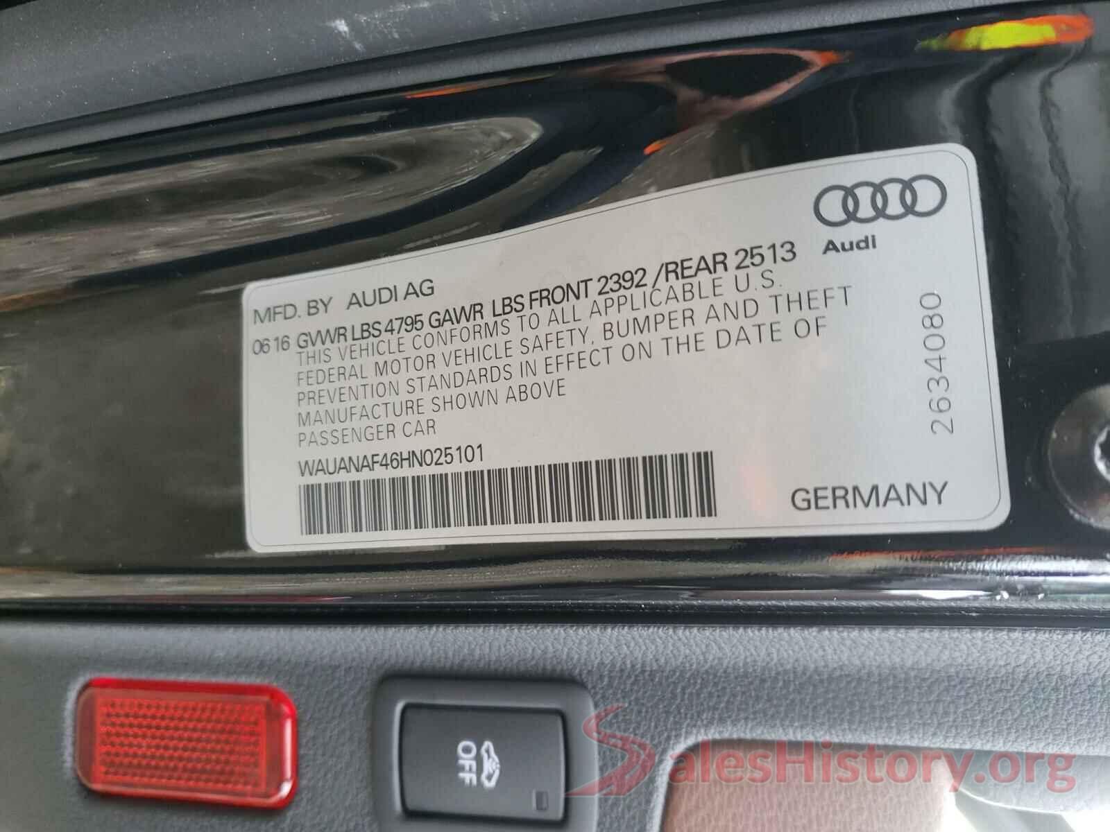 WAUANAF46HN025101 2017 AUDI A4