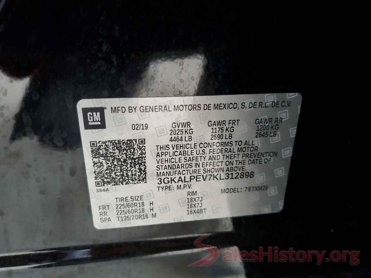 3GKALPEV7KL312898 2019 GMC TERRAIN