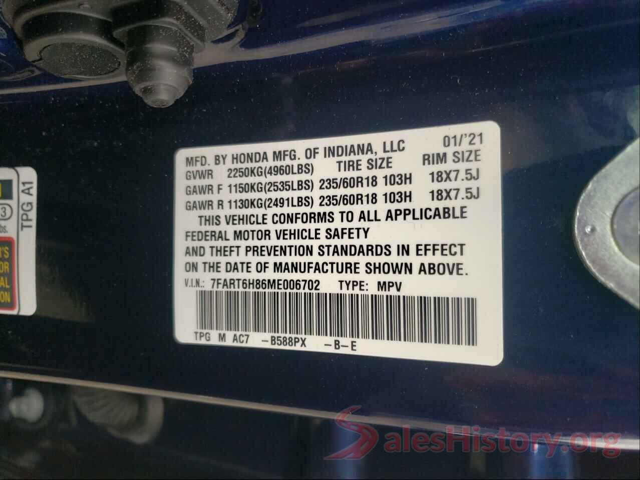 7FART6H86ME006702 2021 HONDA CRV