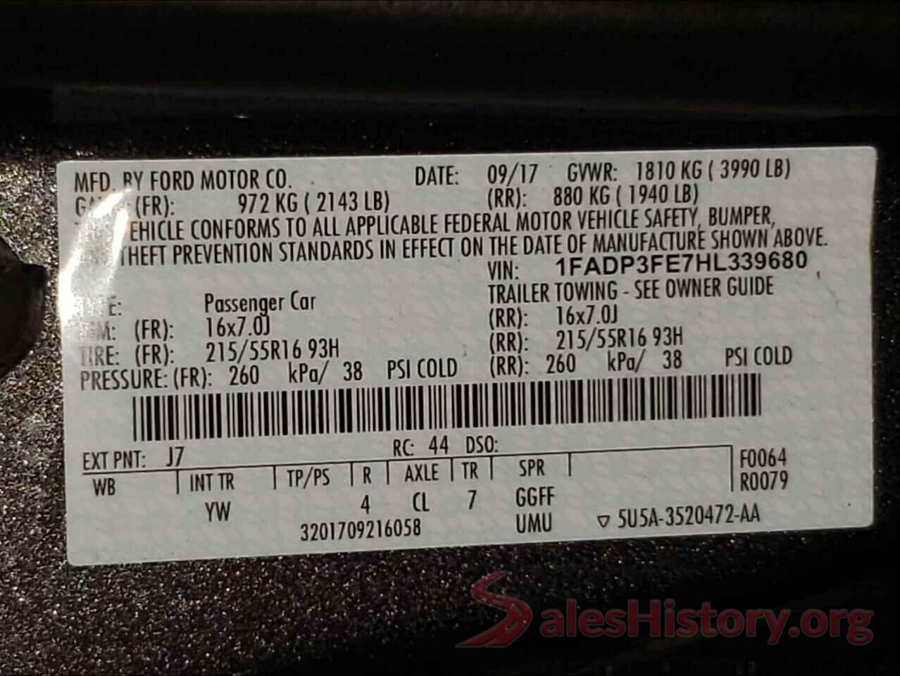 1FADP3FE7HL339680 2017 FORD FOCUS